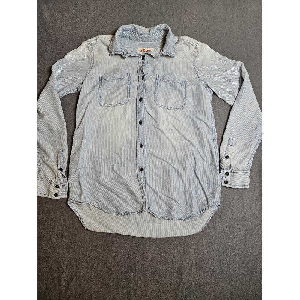 Mossimo Supply Co Shirt Womens Extra Small Blue Denim Boyfriend Fit Button